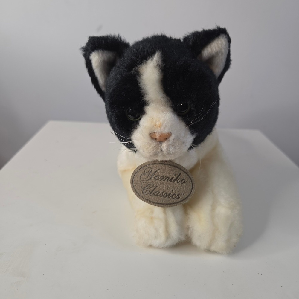 Russ Berrie Yomiko Classics Calico Tuxedo Cat Plush Black White Stuffed Animal
